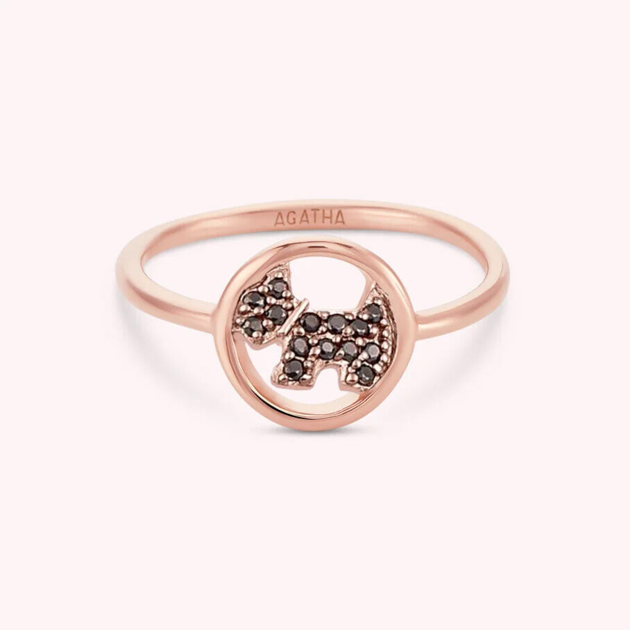 Bague fine PIBLACK - Noir / Rose - Bagues  | Agatha
