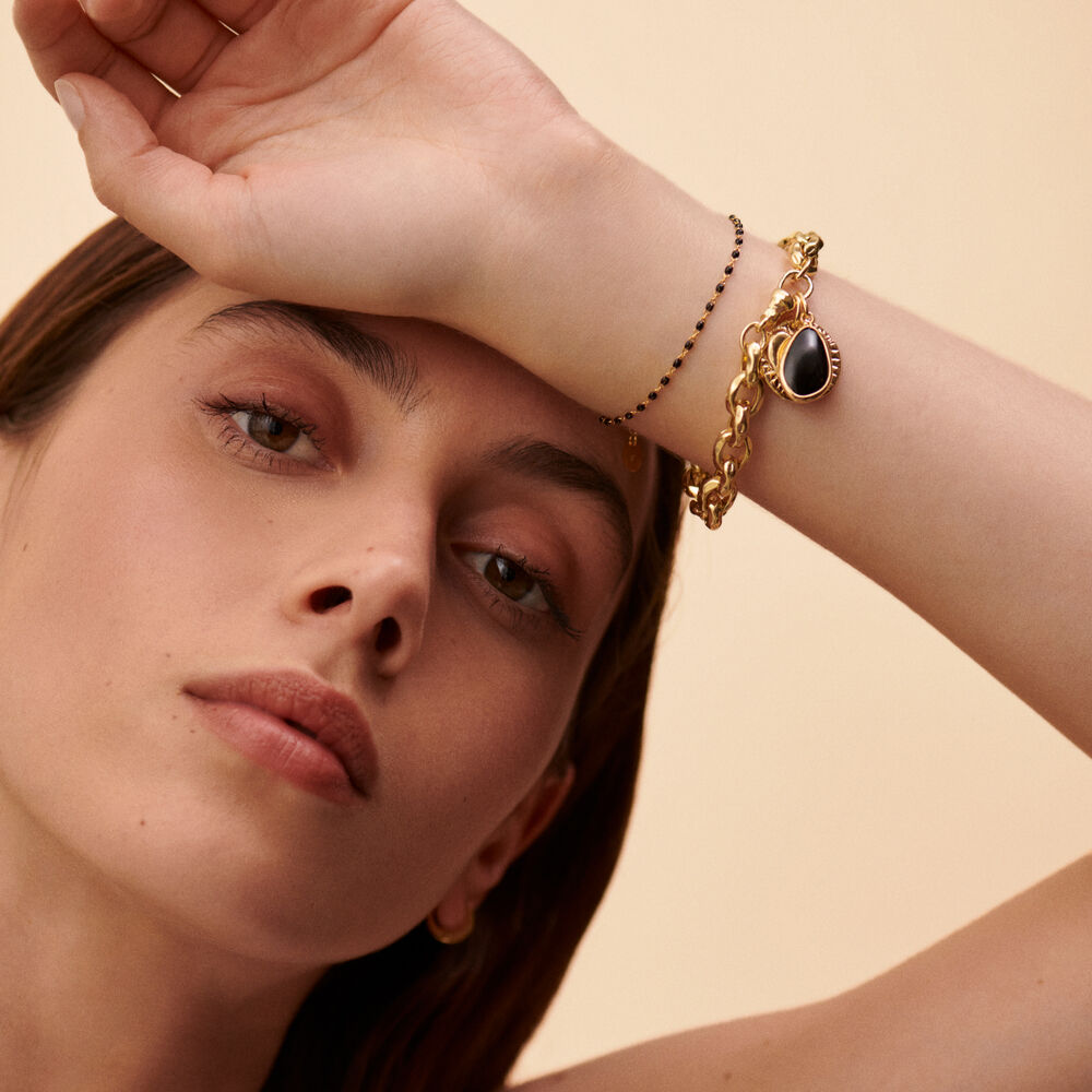 Bracelet souple SMARTY - Noir / Doré - Bracelets fantaisie  | Agatha