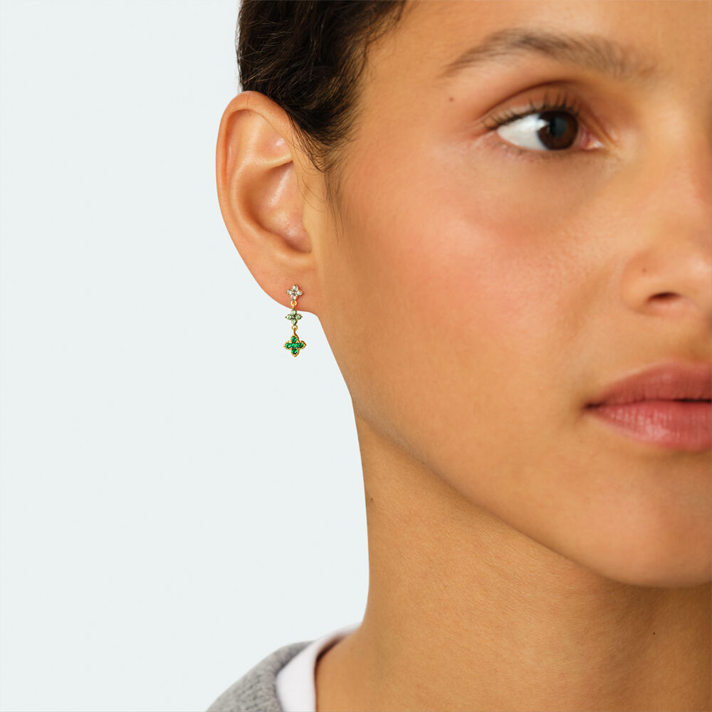 Boucles d'oreilles pendantes BELOVED - Vert / Dor&eacute; - Boucles d'oreilles pendantes  | Agatha