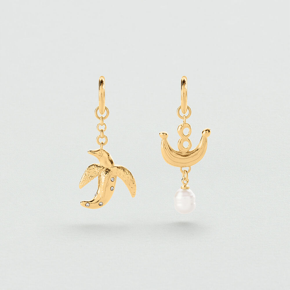 Boucles d'oreilles pendantes PANGEA - Dor&eacute; / Multicouleur - Boucles d'oreilles pendantes  | Agatha
