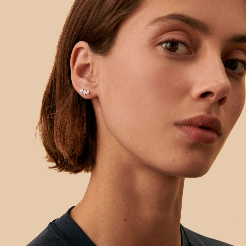 Piercing puce TRIOFLOR - Cristal / Argenté - Piercings  | Agatha