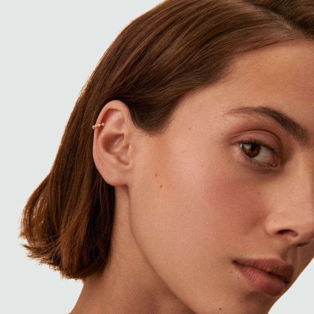 Piercing ear cuff OFEE - Cristal / Dor&eacute; - Argent v&eacute;ritable  | Agatha