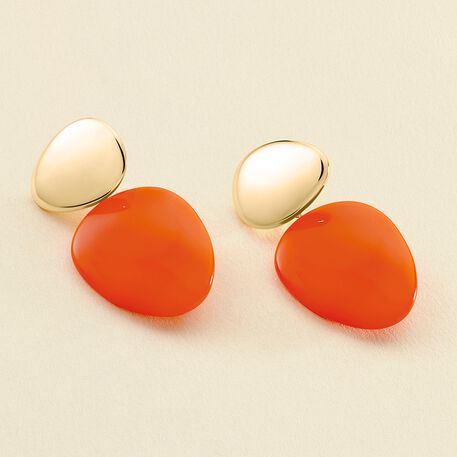 Boucles d'oreilles pendantes BRIGITTE - Orange / Doré - Boucles d'oreilles  | Agatha