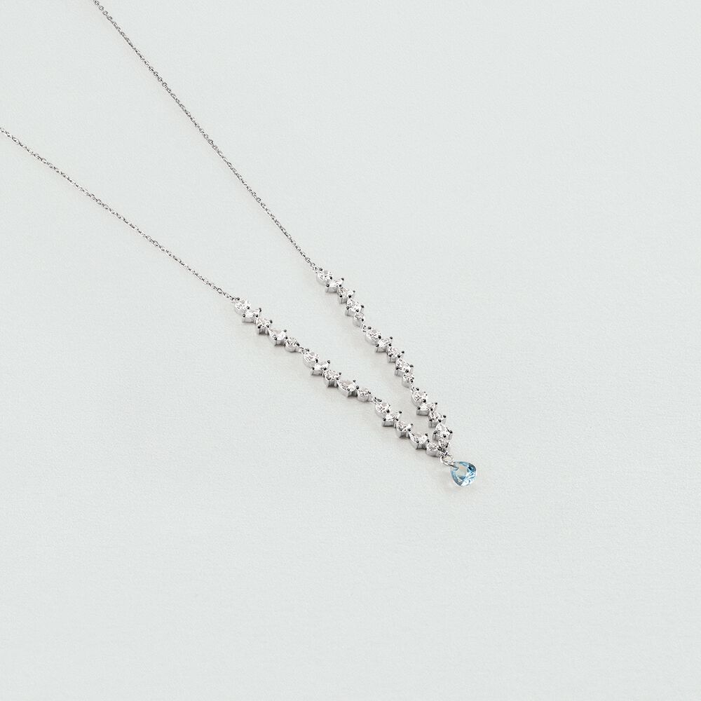 Collier ras du cou JACKIE - Argenté / Bleu aquamarine  - Outlet  | Agatha