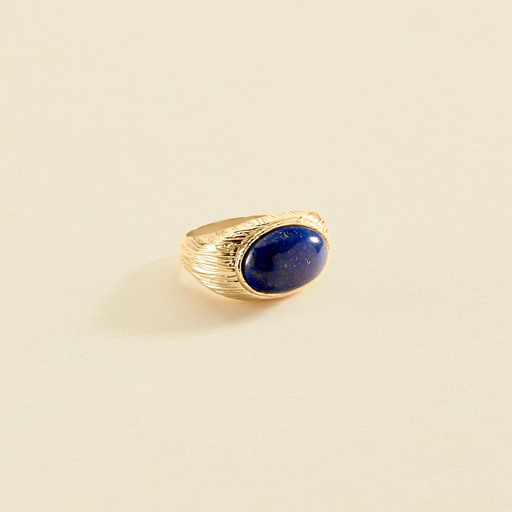 Bague large PETRA - Lapis / Doré - Bagues avec pierre  | Agatha