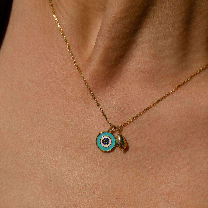 Collier ras du cou CYCLADES - Turquoise / Doré - Colliers  | Agatha