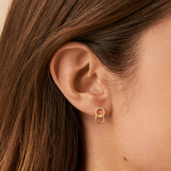 Boucles d'oreilles puces RONDOU - Cristal / Doré - Boucles d'oreilles puces  | Agatha