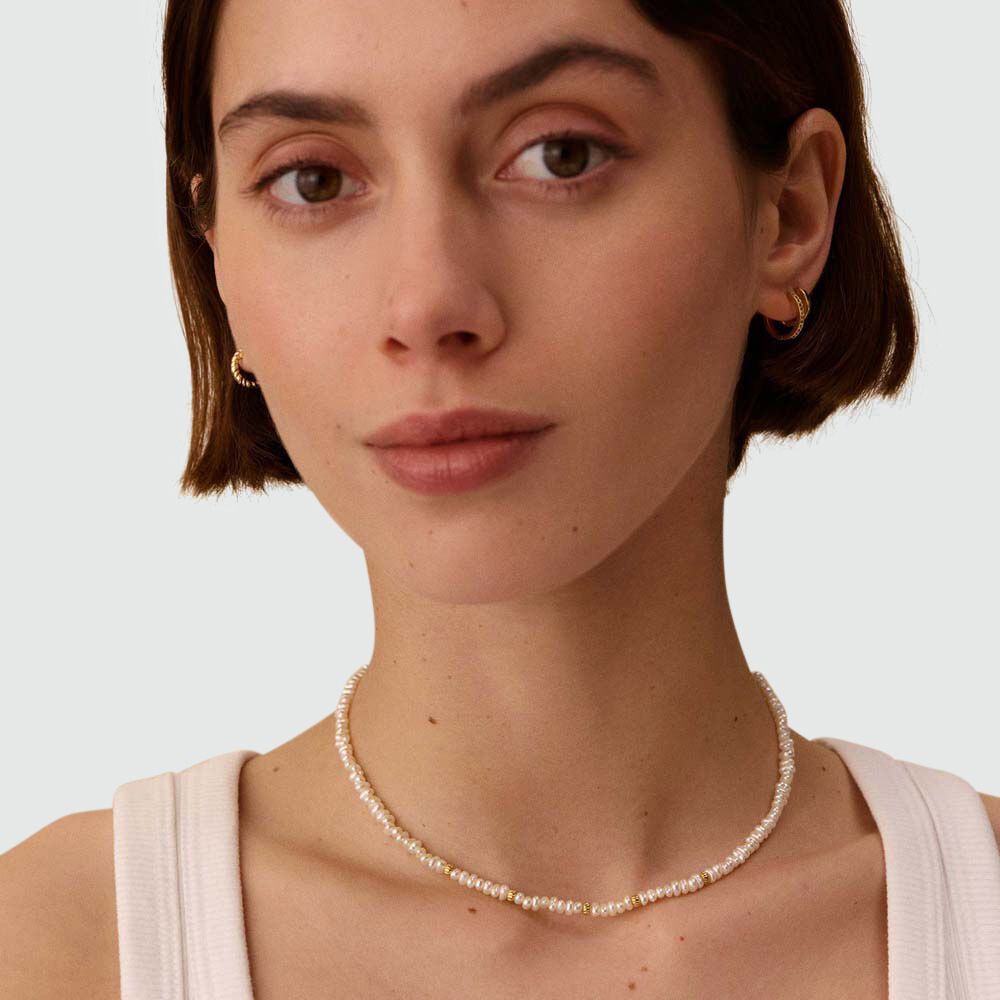 Collier Ras De Cou Agatha En Perles Argentées - Occasion En Bon état