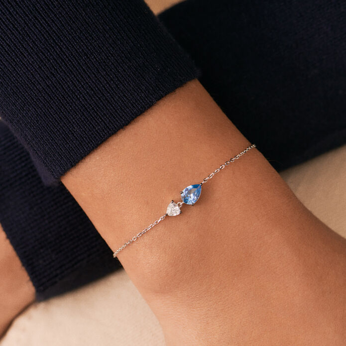 Bracelet souple JACKIE - Argenté / Bleu aquamarine  - Bracelets  | Agatha