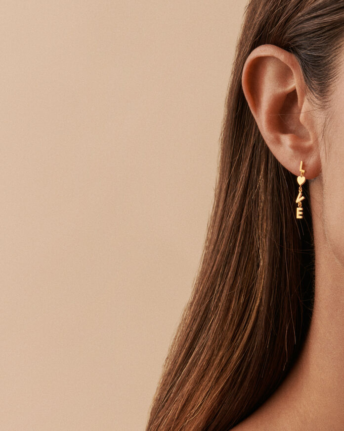Boucles d'oreilles pendantes WITH LOVE - Doré - Boucles d'oreilles  | Agatha