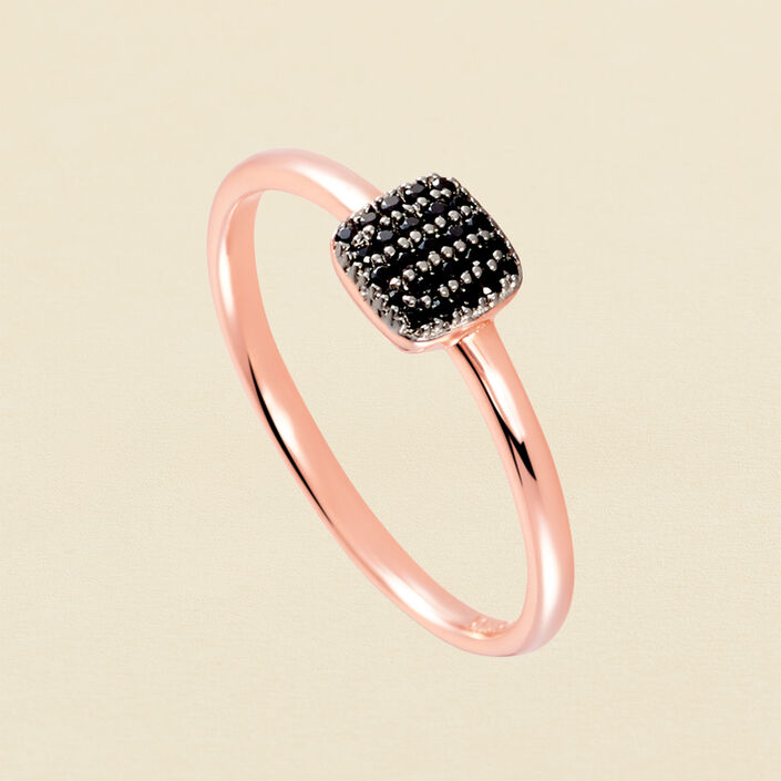 Bague fine GLORIA - Noir / Rose - Bagues  | Agatha