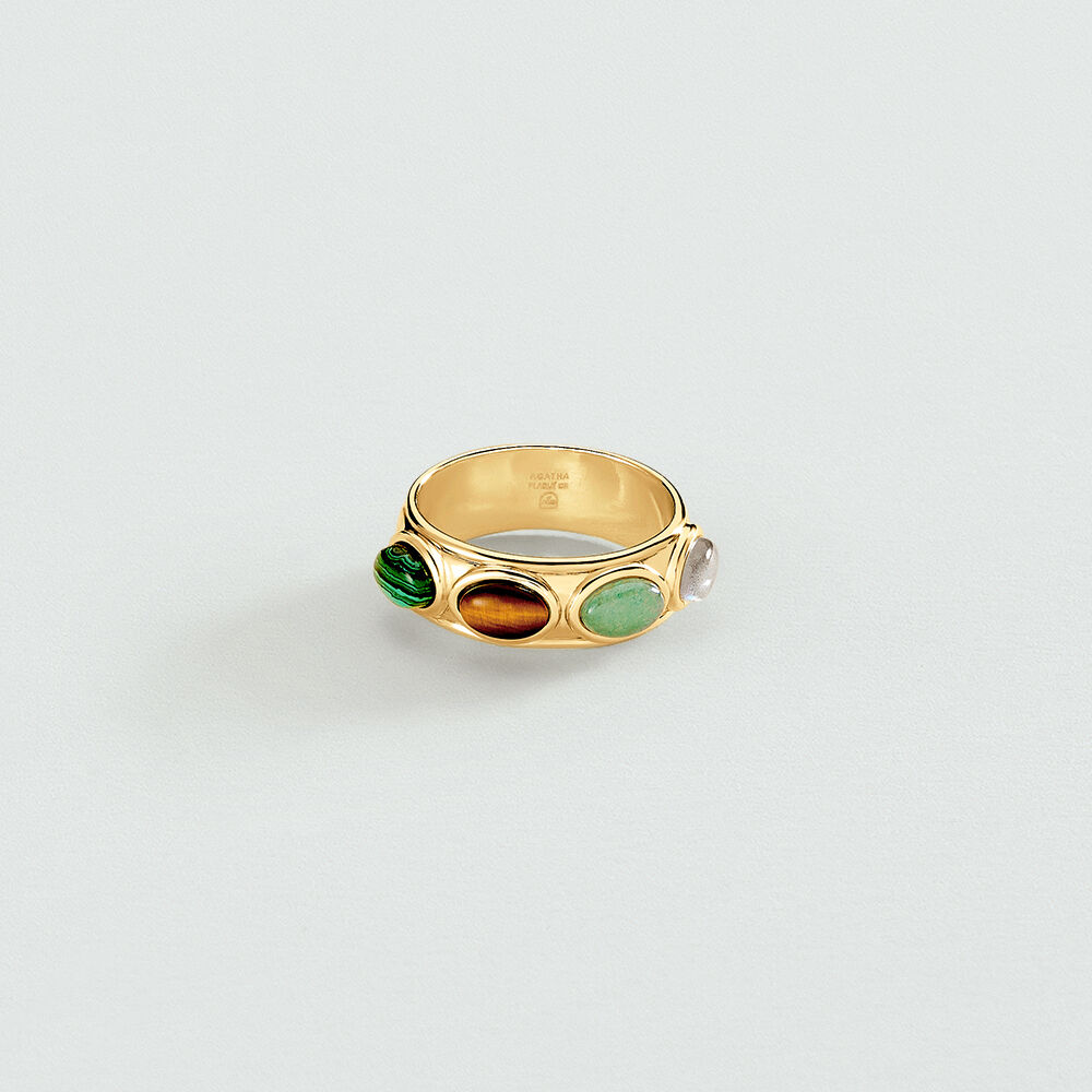 Bague large RHEA - Multicolore / Doré - Bagues avec pierre  | Agatha