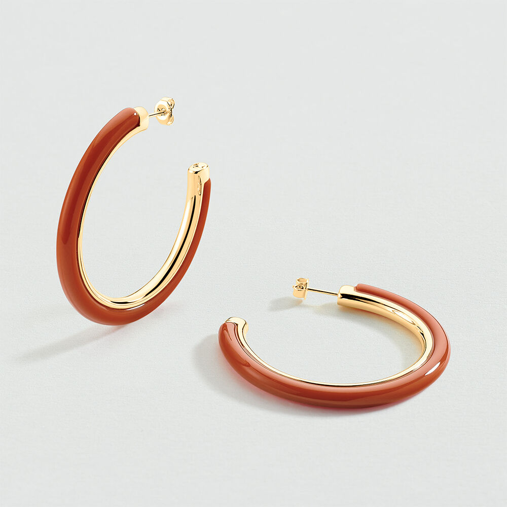 Créoles POP COLOR - Corail / Doré - Boucles d'oreilles fantaisies  | Agatha