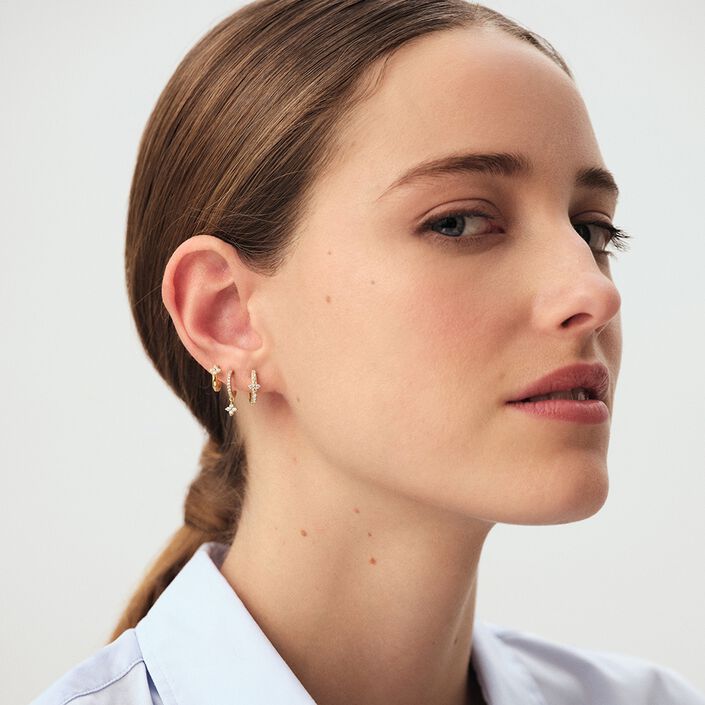 Piercing créole MIX& MATCH - Cristal / Doré - Boucles d'oreilles  | Agatha