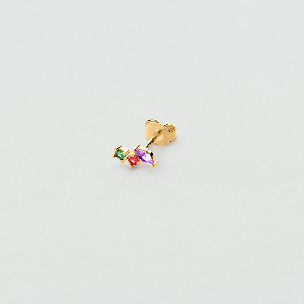Puce &agrave; l'unit&eacute; &Eacute;TOILES MIX & MATCH - Multicolore / Dor&eacute; - Boucles d'oreilles puces  | Agatha