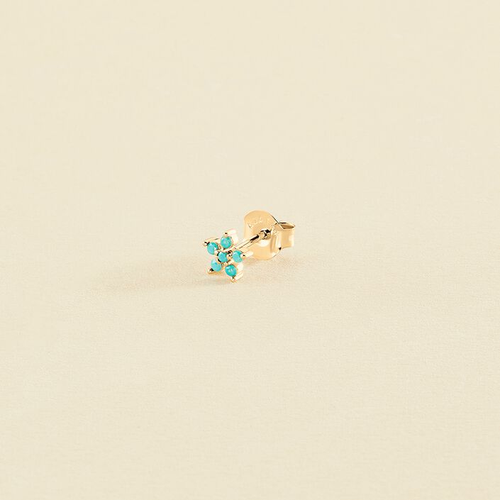 Piercing puce FLOR6 - Turquoise / Doré - Piercings  | Agatha
