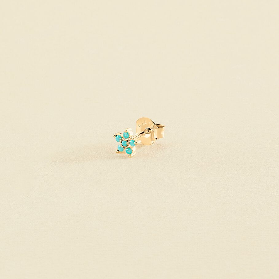 Piercing puce FLOR6 - Turquoise / Doré - Piercings  | Agatha