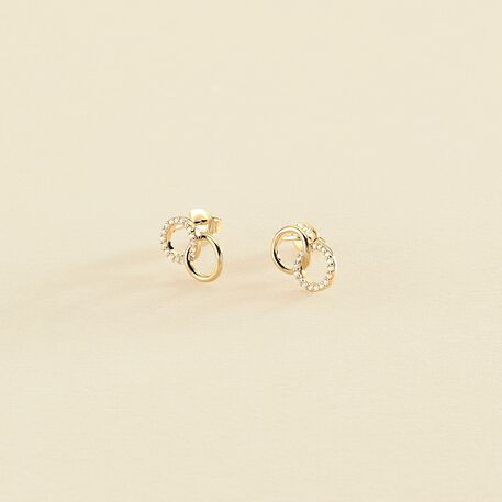 Boucles d'oreilles puces RONDOU - Cristal / Doré - Boucles d'oreilles puces  | Agatha
