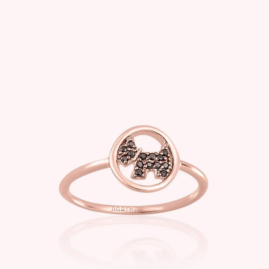 Bague fine PIBLACK - Noir / Rose - Bagues  | Agatha