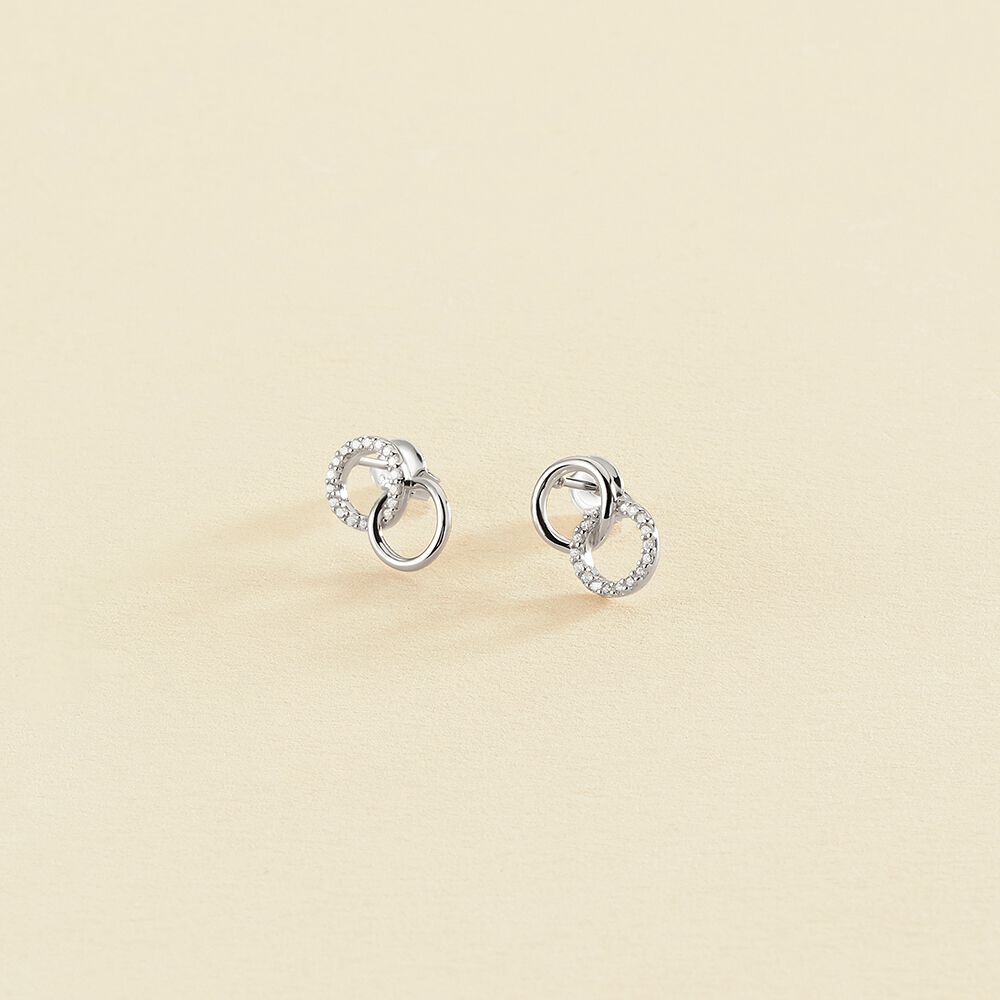 Boucles d'oreilles puces RONDOU - Cristal / Argenté - Boucles d'oreilles puces  | Agatha