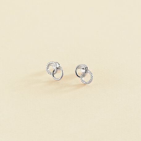 Boucles d'oreilles puces RONDOU - Cristal / Argenté - Boucles d'oreilles puces  | Agatha