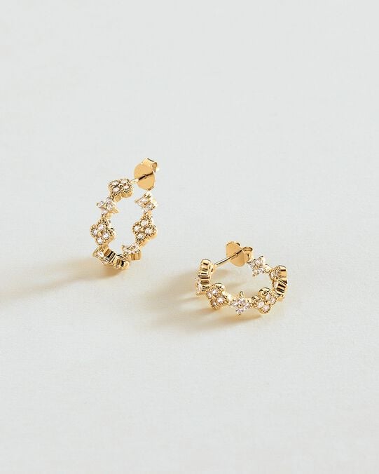 Créoles BELOVED - Cristal / Doré - Boucles d'oreilles puces  | Agatha Créoles BELOVED - Cristal / Doré - Boucles d'oreilles puces  | Agatha
