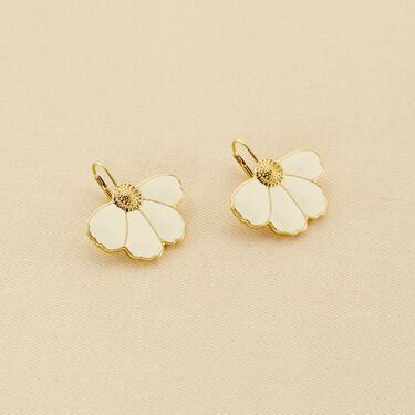 Boucles d'oreilles pendantes FLORA - Doré / Blanc - Boucles d'oreilles  | Agatha
