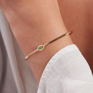 Jonc LUCKY EYE - Vert / Doré - Bracelets  | Agatha