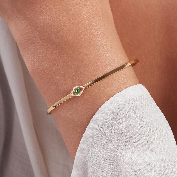 Jonc LUCKY EYE - Vert / Doré - Bracelets  | Agatha