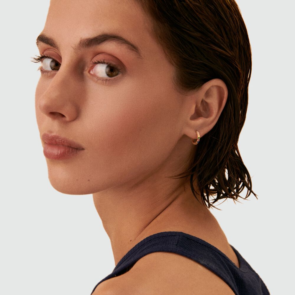 Piercing cr&eacute;ole COLORFUL - Multicolore / Dor&eacute; - Argent v&eacute;ritable  | Agatha