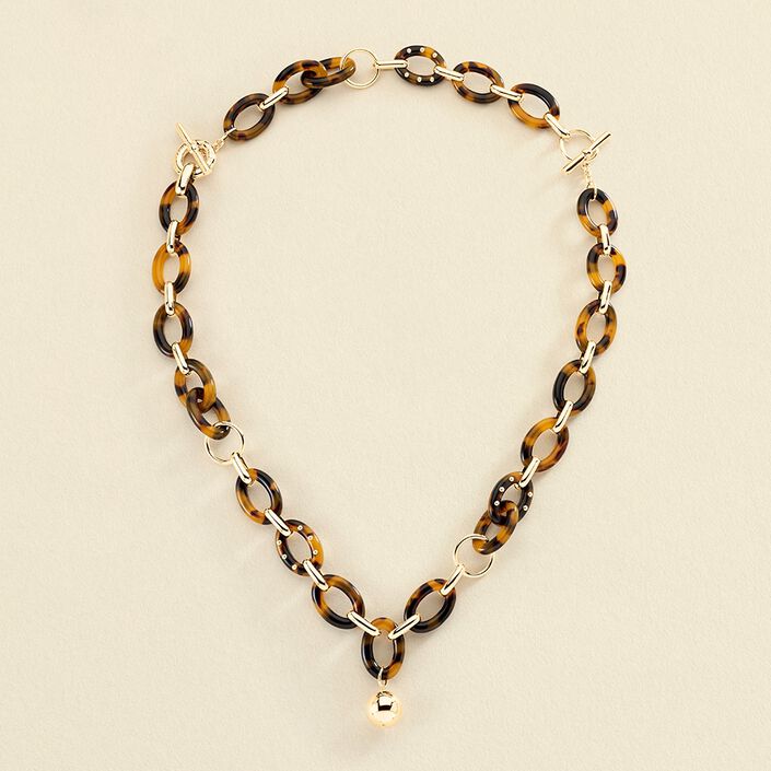 Collier mi-long BOUCLE - Ecaille / Doré - Colliers  | Agatha