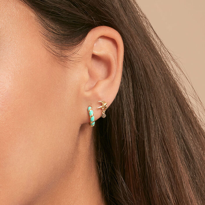 Piercing créole MIX& MATCH - Turquoise / Doré - Piercings  | Agatha
