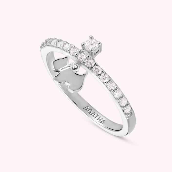 Bague fine BRIGHTY - Cristal / Argenté - Bagues  | Agatha
