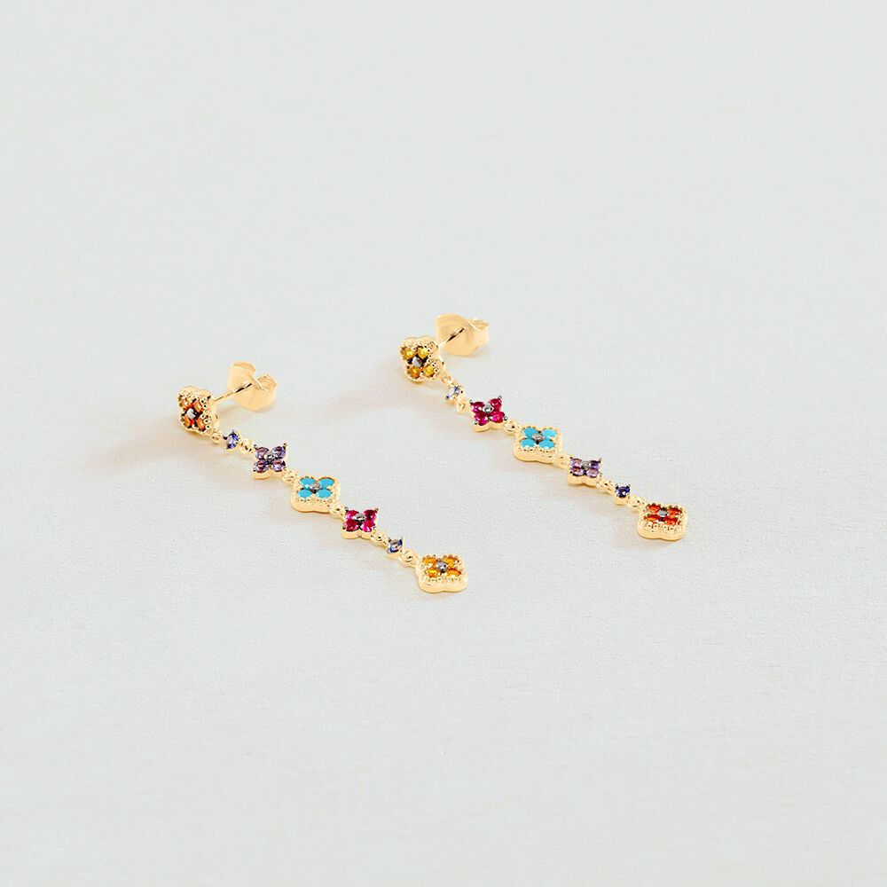 Boucles d'oreilles pendantes BELOVED - Multicolore / Doré - Boucles d'oreilles fantaisies  | Agatha