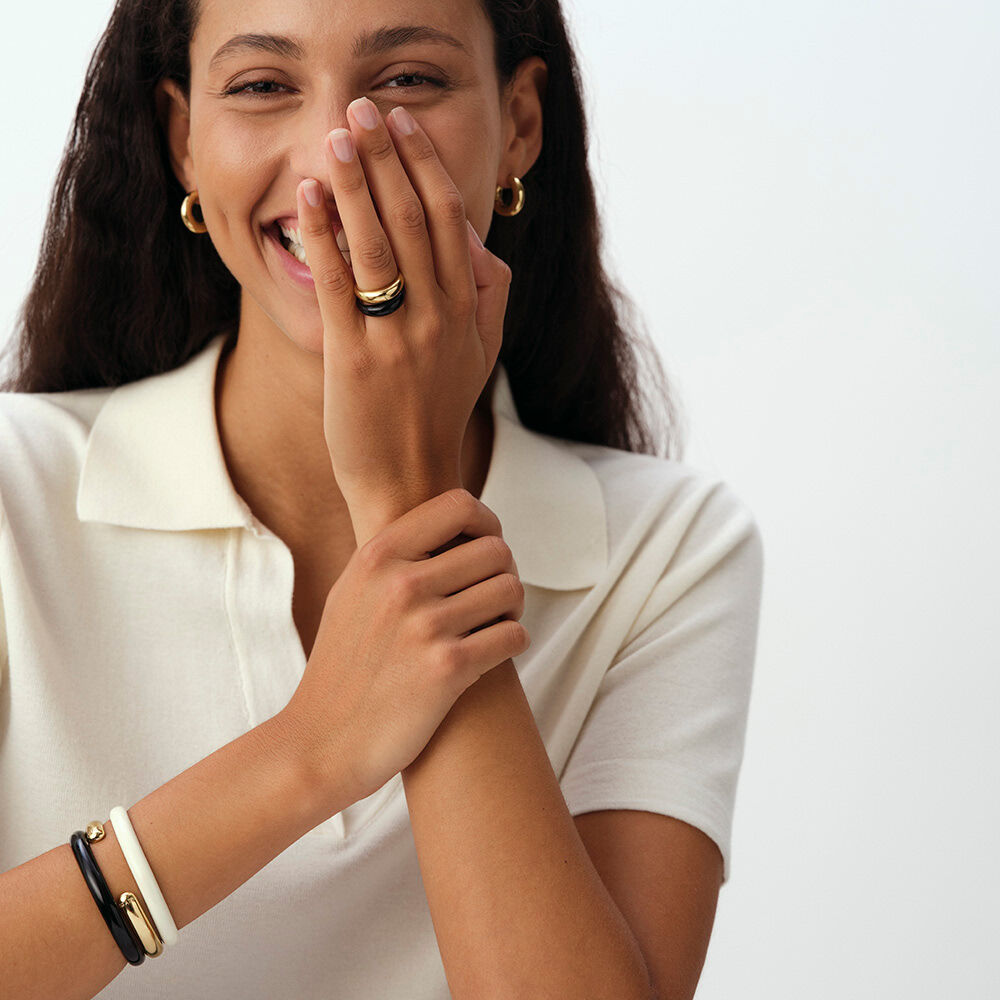 Bague fine LEO - Noir / Doré - Bagues fines  | Agatha