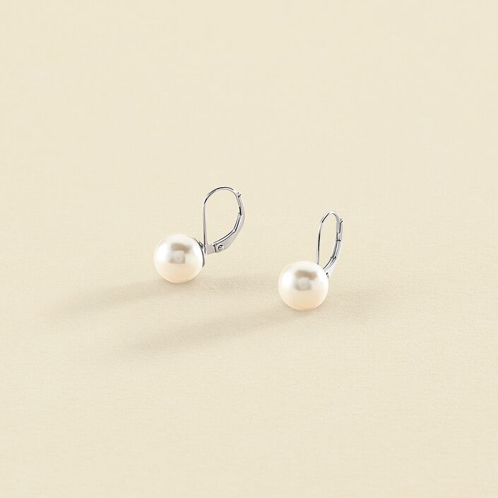 Boucles d'oreilles pendantes PEARLY - Perle / Argenté - Boucles d'oreilles  | Agatha