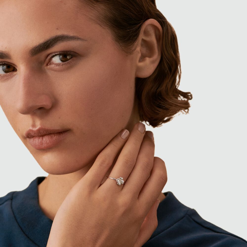 Bague fine FELICITE - Cristal / Argent&eacute; - Bagues avec pierre  | Agatha