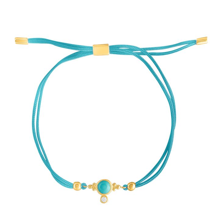 Bracelet cordon SETSTONE - Turquoise / Doré - Bracelets  | Agatha
