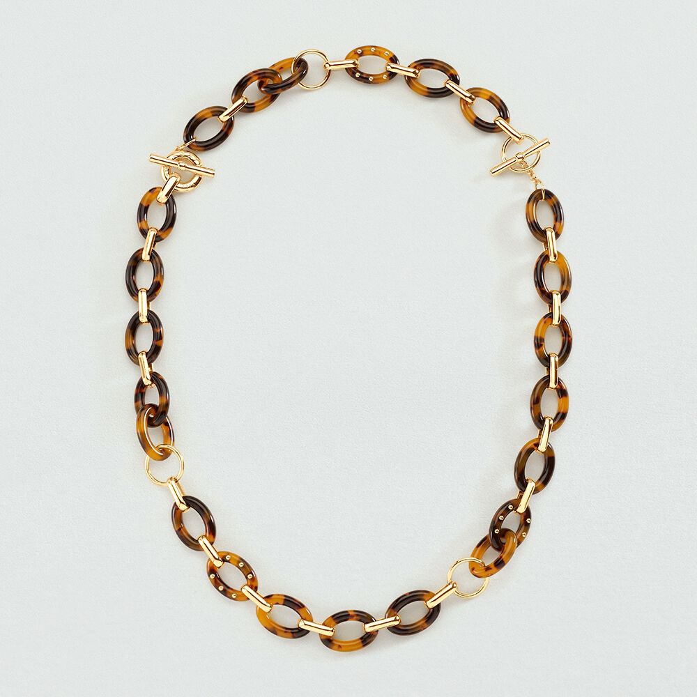 Collier mi-long ARIA - Ecaille / Doré - Colliers fantaisie  | Agatha