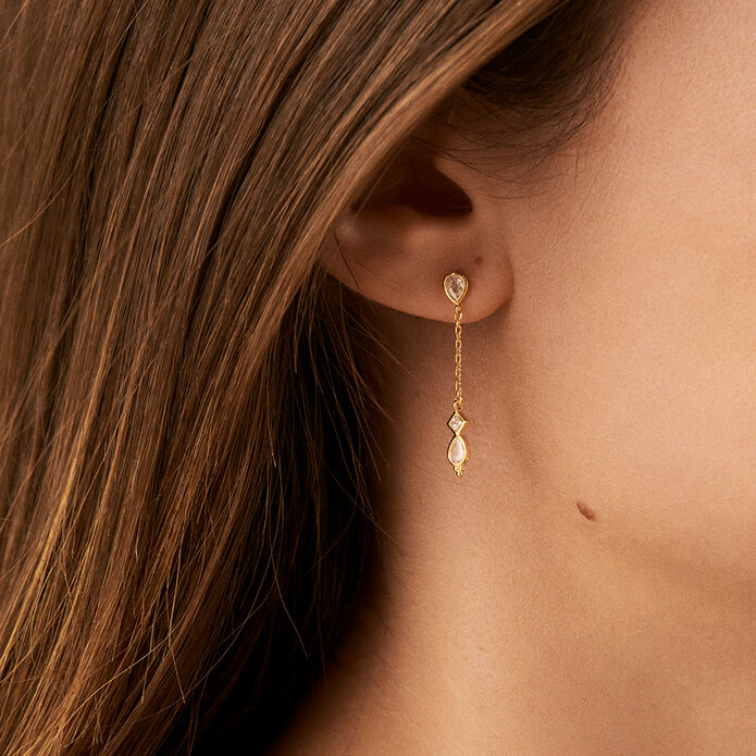 Boucles d'oreilles pendantes ARISTA - Cristal / Doré - Boucles d'oreilles  | Agatha