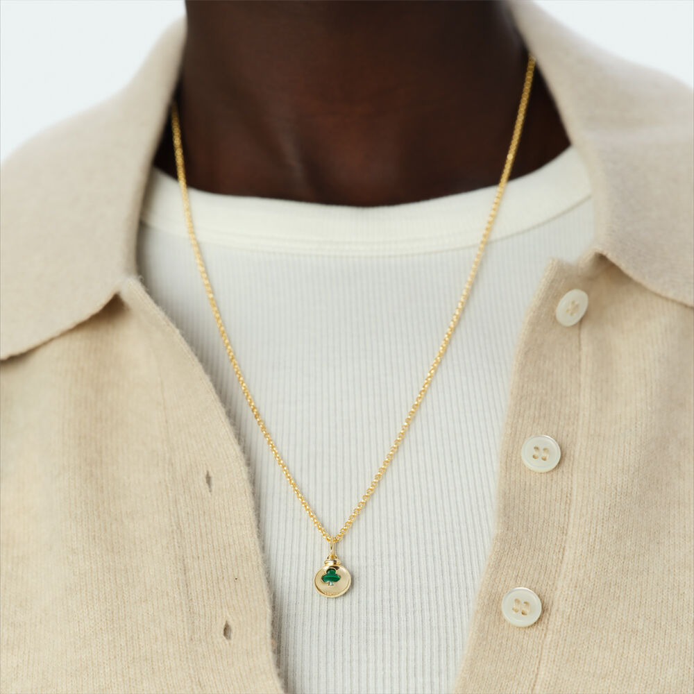 Pendentif TR&Egrave;FLE - Vert / Dor&eacute; - Bijoux  | Agatha