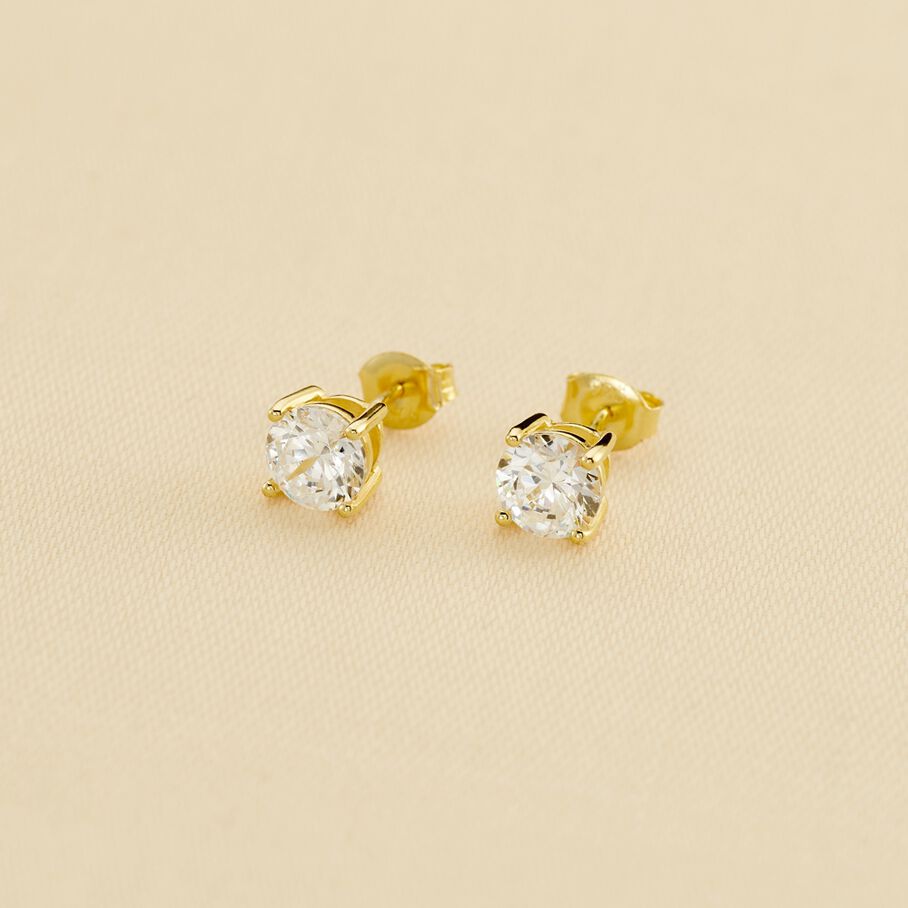 Boucles d'oreilles puces SOL - Cristal / Doré - Boucles d'oreilles puces  | Agatha
