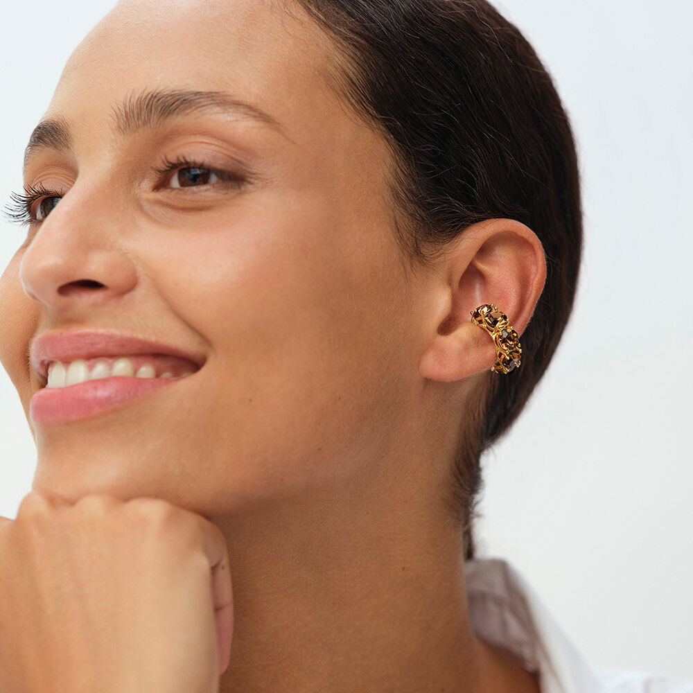 Piercing ear cuff LUTETIA - Marron / Dor&eacute; - Piercings  | Agatha