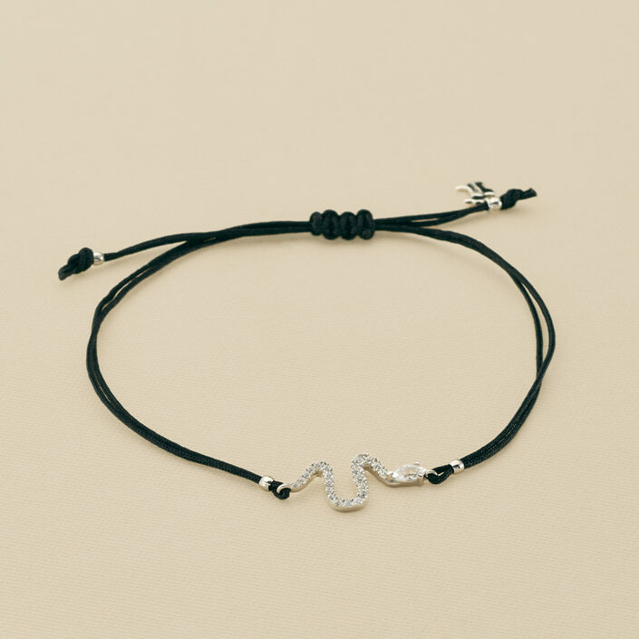 Bracelet cordon SNAKY - Cristal / Noir - Bracelets  | Agatha