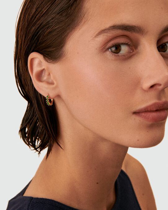 Piercing créole RADIANTE - Vert - Argent véritable  | Agatha Piercing créole RADIANTE - Vert - Argent véritable  | Agatha