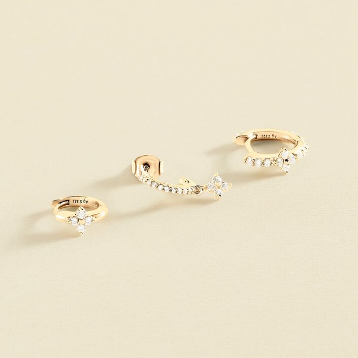 Piercing créole MIX& MATCH - Cristal / Doré - Boucles d'oreilles  | Agatha