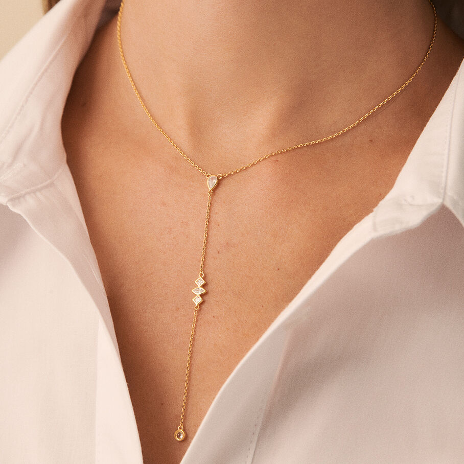 Collier mi-long PIRAMIDE - Cristal / Doré - Colliers  | Agatha