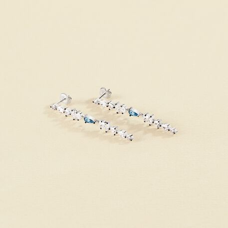 Boucles d'oreilles pendantes JACKIE - Argenté / Bleu aquamarine  - Boucles d'oreilles  | Agatha