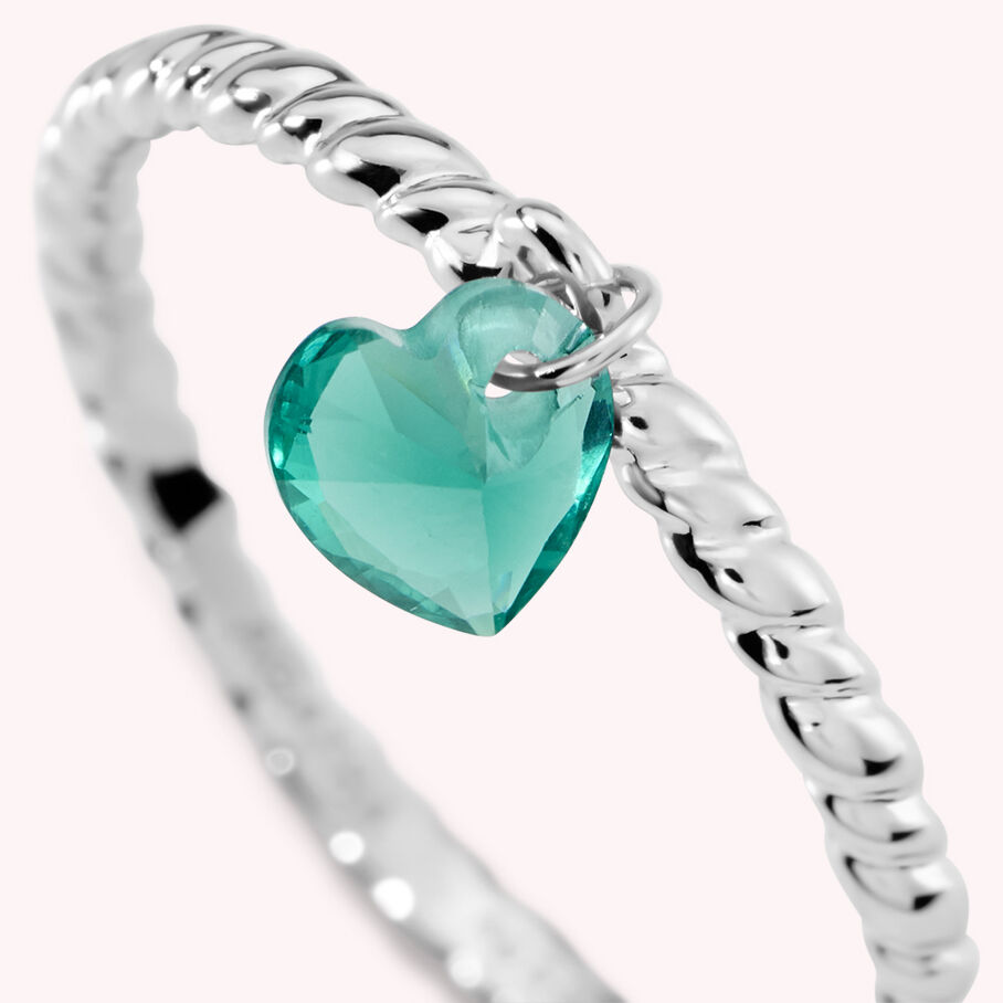 Bague fine BEGUIN - Vert / Argenté - Bagues  | Agatha