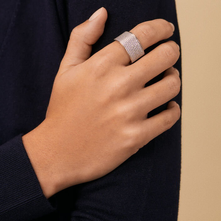 Bague large SISSI - Cristal / Argenté - Bagues  | Agatha